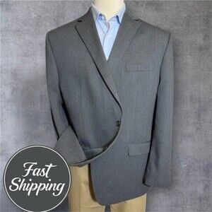 CHAPS Regular fit Mens Blazer Sport Coat Two Button Jacket 48R Gray/Brown Suits